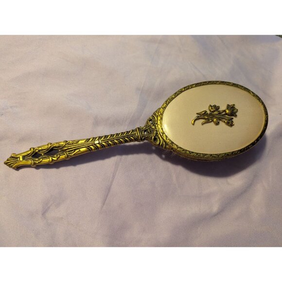 Vintage Gold-Tone Ornate Hairbrush With Floral Design - Picture 1 of 2